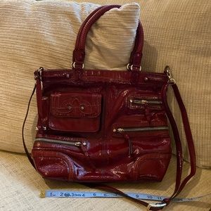 Brighton patent leather red crossbody tote bag
